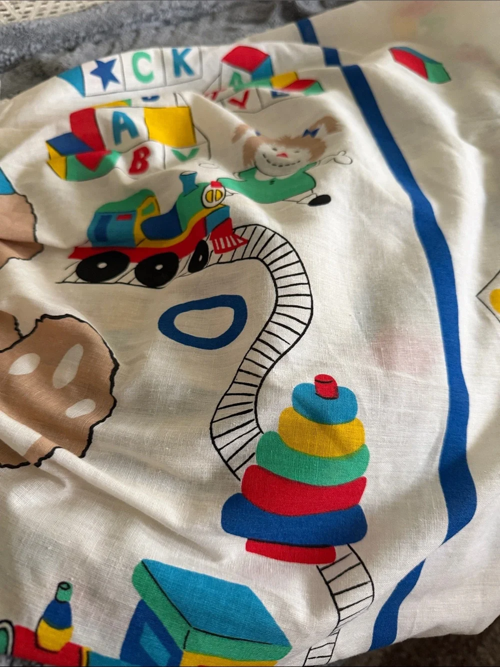 Vintage Cloth ABC Block Diaper Stacker - White with Primary Color Blocks